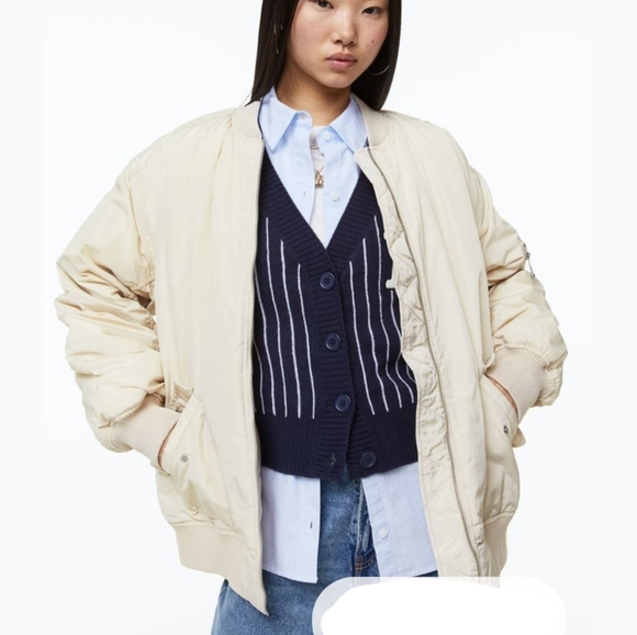 Padded bomber jacket light beige/cream - Picture 3 of 7
